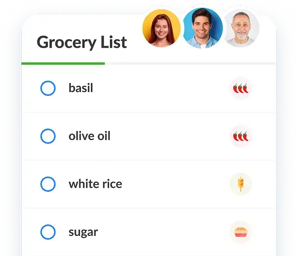 Shareable shopping lists