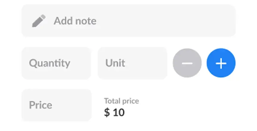 Add quantities, units, notes & photos